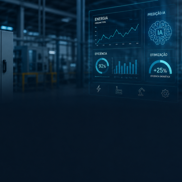 Inteligência artificial aplicada ao gerenciamento de energia industrial com monitoramento inteligente, análise de consumo elétrico e automação para eficiência energética.