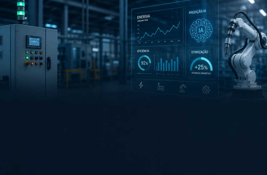 Inteligência artificial aplicada ao gerenciamento de energia industrial com monitoramento inteligente, análise de consumo elétrico e automação para eficiência energética.